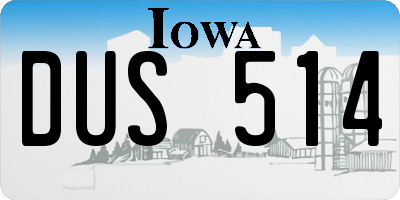 IA license plate DUS514