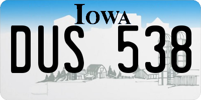 IA license plate DUS538