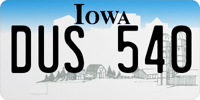 IA license plate DUS540