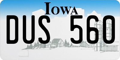 IA license plate DUS560