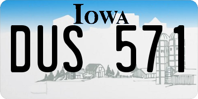 IA license plate DUS571