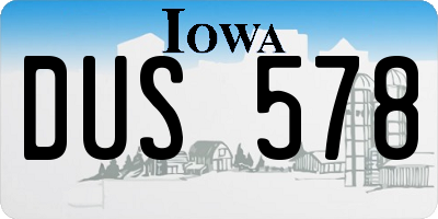IA license plate DUS578