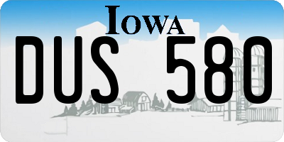 IA license plate DUS580