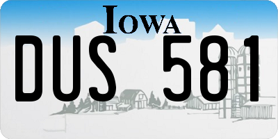 IA license plate DUS581