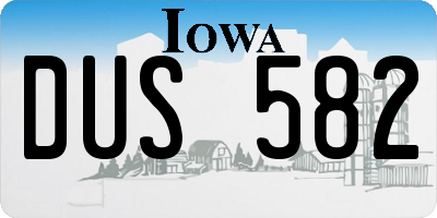IA license plate DUS582