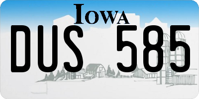 IA license plate DUS585