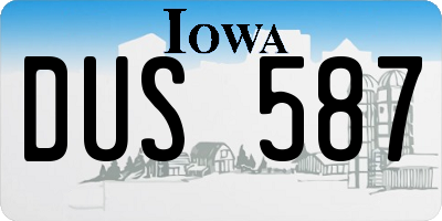 IA license plate DUS587
