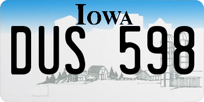 IA license plate DUS598