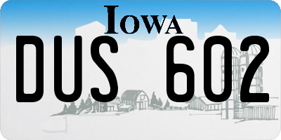 IA license plate DUS602