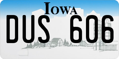 IA license plate DUS606