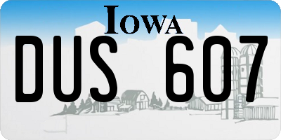 IA license plate DUS607