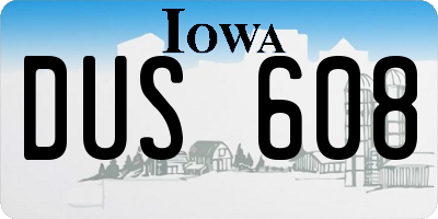 IA license plate DUS608