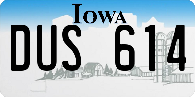 IA license plate DUS614