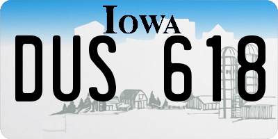 IA license plate DUS618