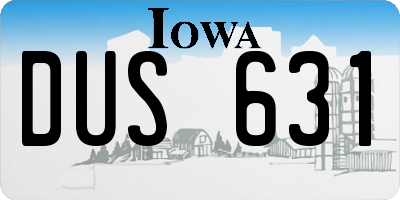 IA license plate DUS631