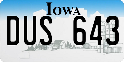 IA license plate DUS643