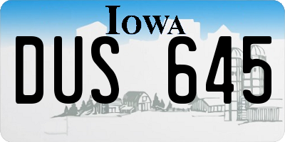 IA license plate DUS645