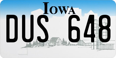 IA license plate DUS648
