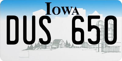 IA license plate DUS650