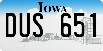 IA license plate DUS651