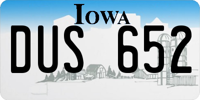 IA license plate DUS652