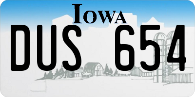 IA license plate DUS654