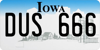 IA license plate DUS666
