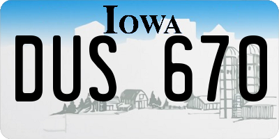 IA license plate DUS670