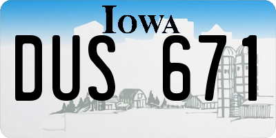 IA license plate DUS671