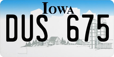 IA license plate DUS675