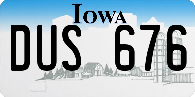 IA license plate DUS676