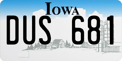 IA license plate DUS681