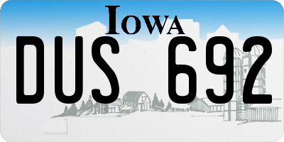 IA license plate DUS692