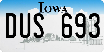 IA license plate DUS693