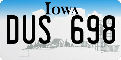 IA license plate DUS698