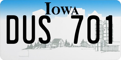 IA license plate DUS701
