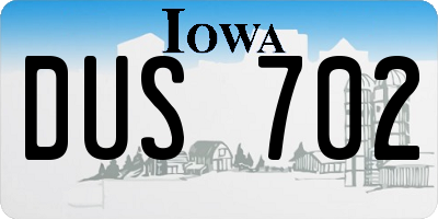 IA license plate DUS702