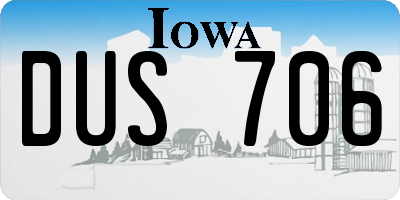 IA license plate DUS706