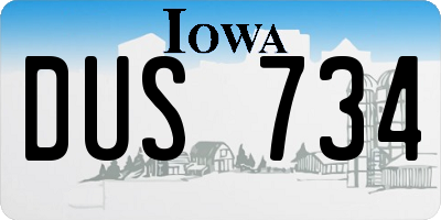 IA license plate DUS734