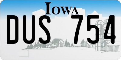 IA license plate DUS754