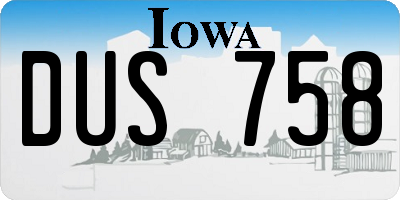 IA license plate DUS758