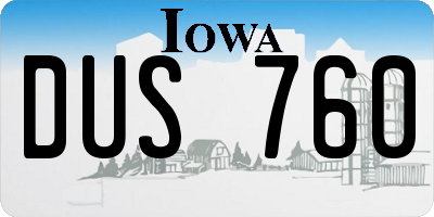 IA license plate DUS760