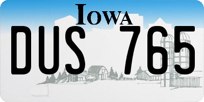 IA license plate DUS765
