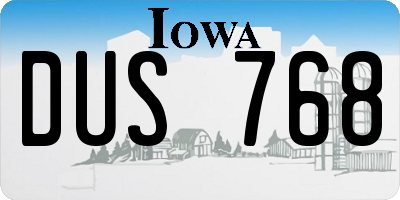 IA license plate DUS768