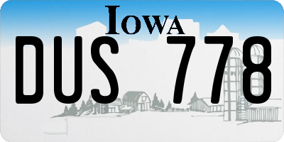 IA license plate DUS778