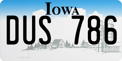 IA license plate DUS786