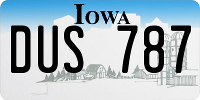 IA license plate DUS787