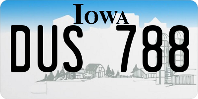 IA license plate DUS788