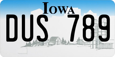 IA license plate DUS789