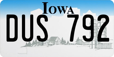 IA license plate DUS792